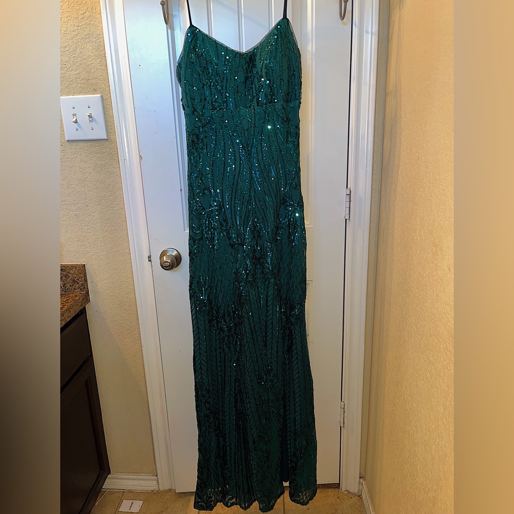Green long prom dress